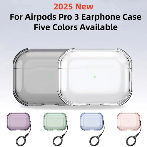 Clear AirPods Pro 3 Case with Keychain Ring – Shockproof TPU Cover