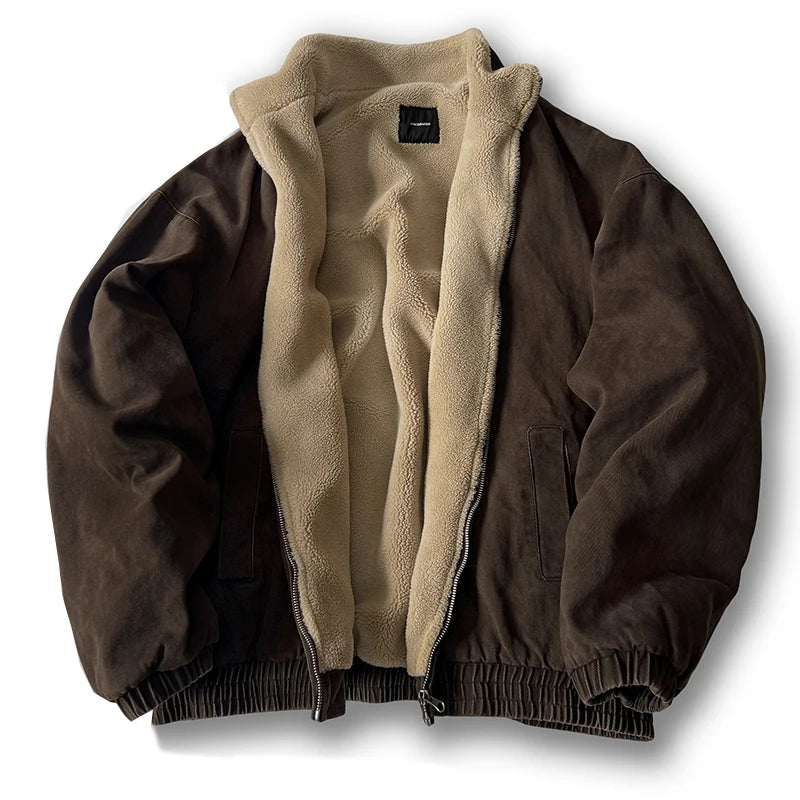 Men's Polar Fleece Jacket – Vintage Loose Streetwear Winter Coat