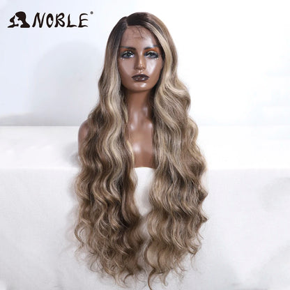Lace Part Synthetic Wig – 36" Long Wavy Body Wave, 150% Density, Multi-Color