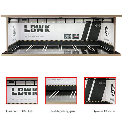 1/64 Scale Garage Diorama Display Case with USB LED Lights
