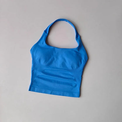 Women's Halter Neck High Support Sports Bra – Backless Yoga Top