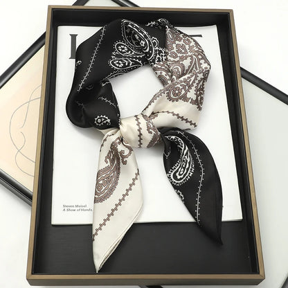 Silk Feel Square Scarf for Women – Satin Hair Wrap & Foulard Shawl