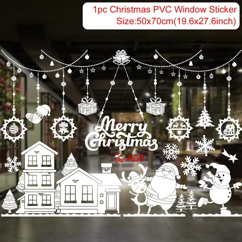 Christmas PVC Window Stickers – Festive Wall Decals for Home Decor