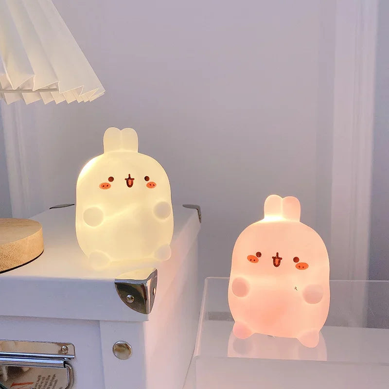 Cute Rabbit Night Light – LED Silicone Bedside Lamp, Cordless