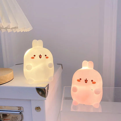 Cute Rabbit Night Light – LED Silicone Bedside Lamp, Cordless
