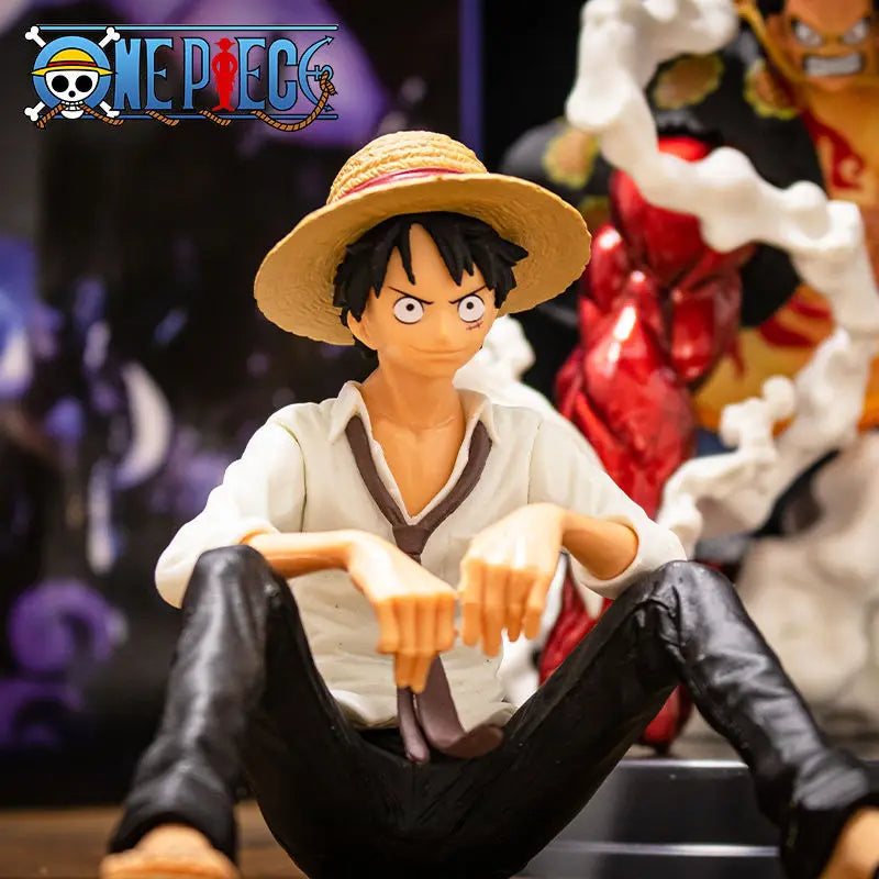 12CM One Piece Sitting Luffy PVC Action Figure