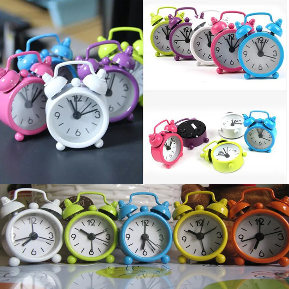 Mini Metal Twin Bell Alarm Clock – Cute Retro Desk & Room Decor