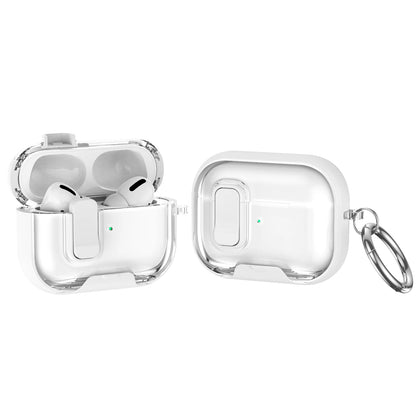 Clear AirPods Pro 3 Case Shockproof TPU Cover with Lock & Carabiner Ring