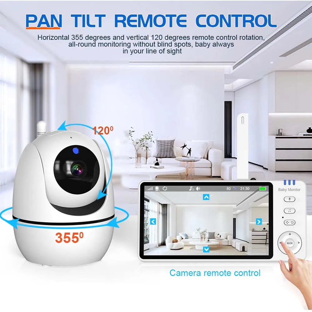 5-Inch Video Baby Monitor with PTZ Camera & Zoom