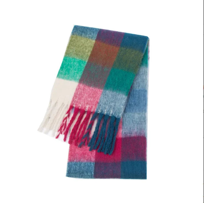 Women's Thick Winter Scarf – Colorblock Cashmere Shawl Wrap