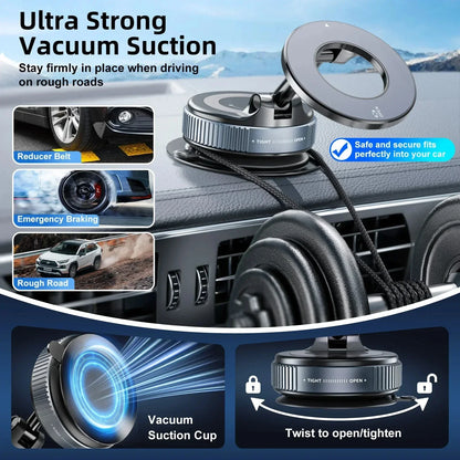 Magnetic Car Phone Mount – Foldable 360° Adjustable Vacuum Holder