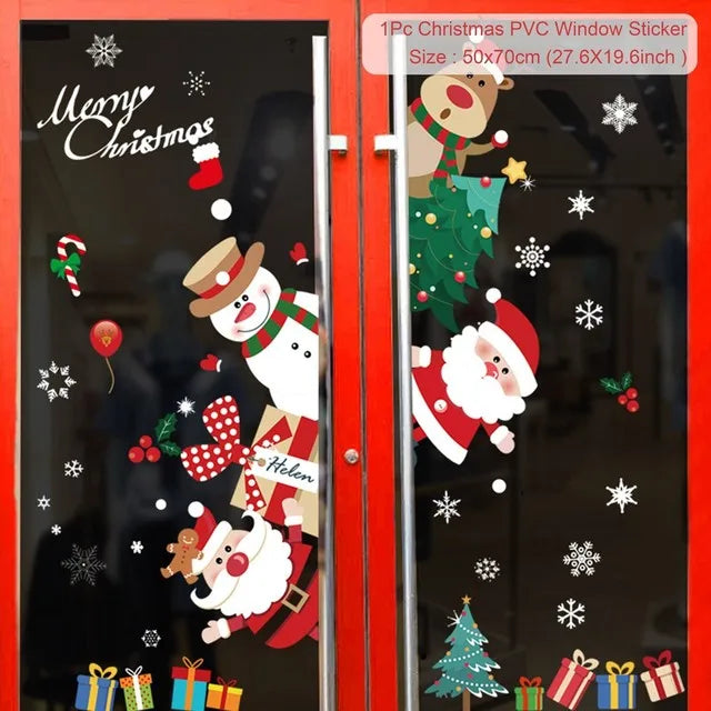 Christmas Window Wall Stickers – Festive PVC Decals