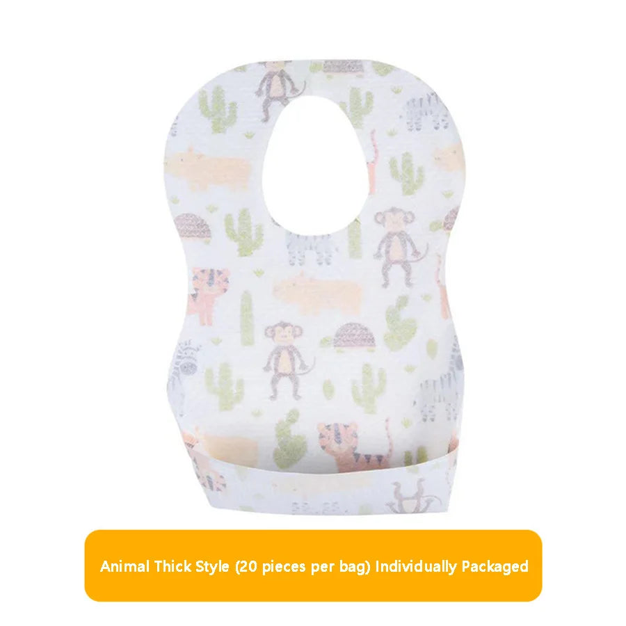 Disposable Baby Bibs Waterproof No-Wash Feeding Bibs for Toddlers