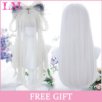 Cosplay Synthetic Wig with Bangs – Long Straight 24 Inch, Heat Resistant