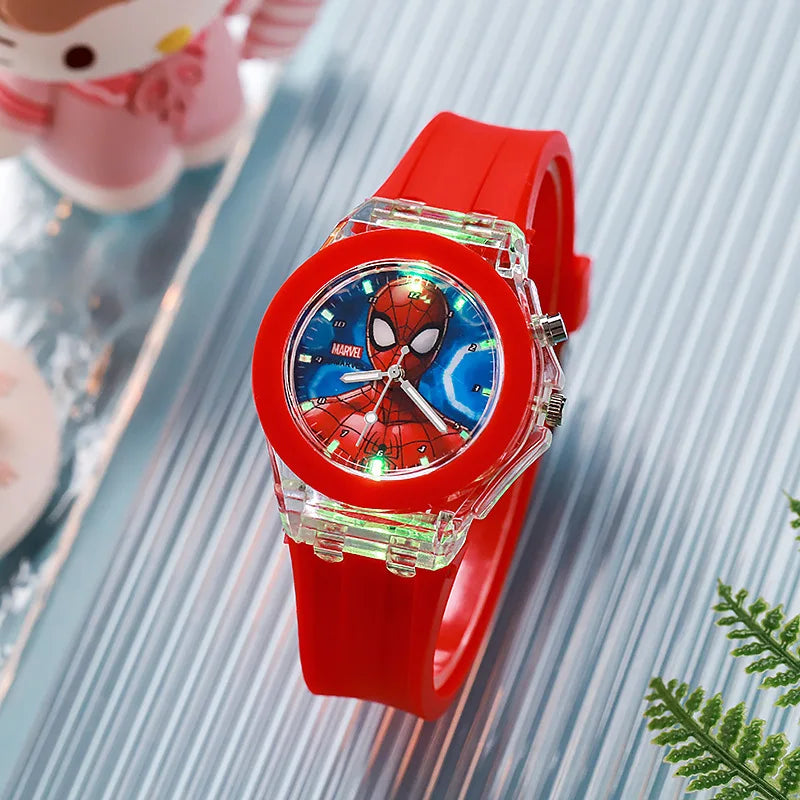 Kids Cartoon Quartz Watch with LED Light – Silicone Strap Girls Watch