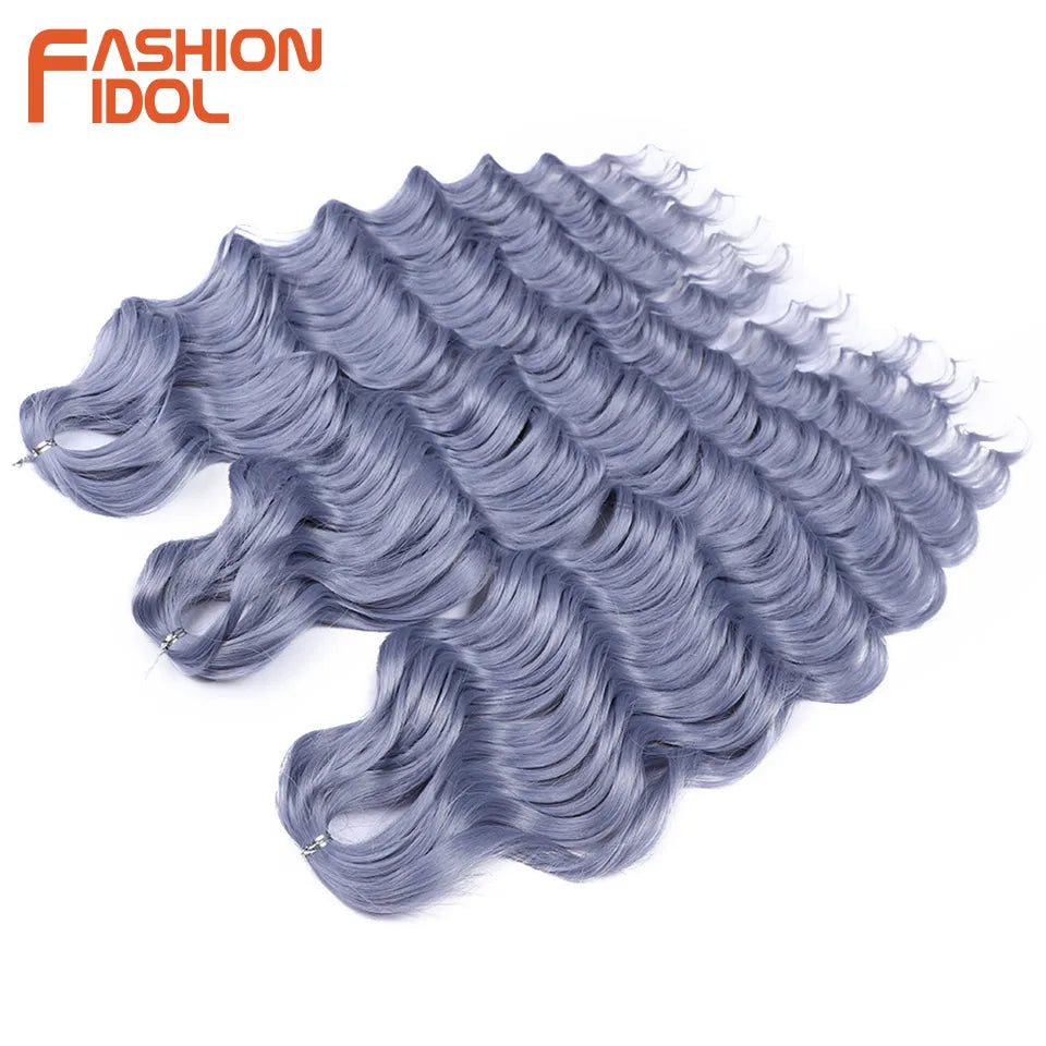 Deep Wave Braiding Hair Extensions 24 Inch – Synthetic Water Wave Crochet Hair