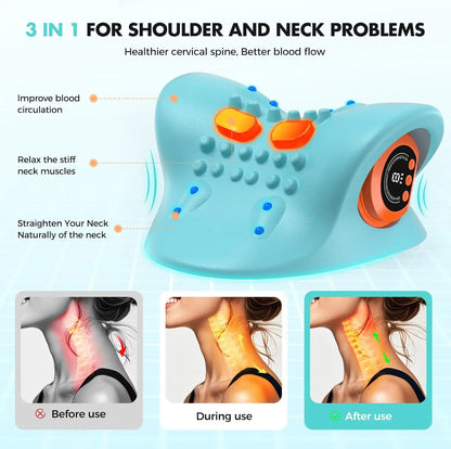 3-in-1 Rechargeable Neck Massager Pillow – Shiatsu, Heat & Remote