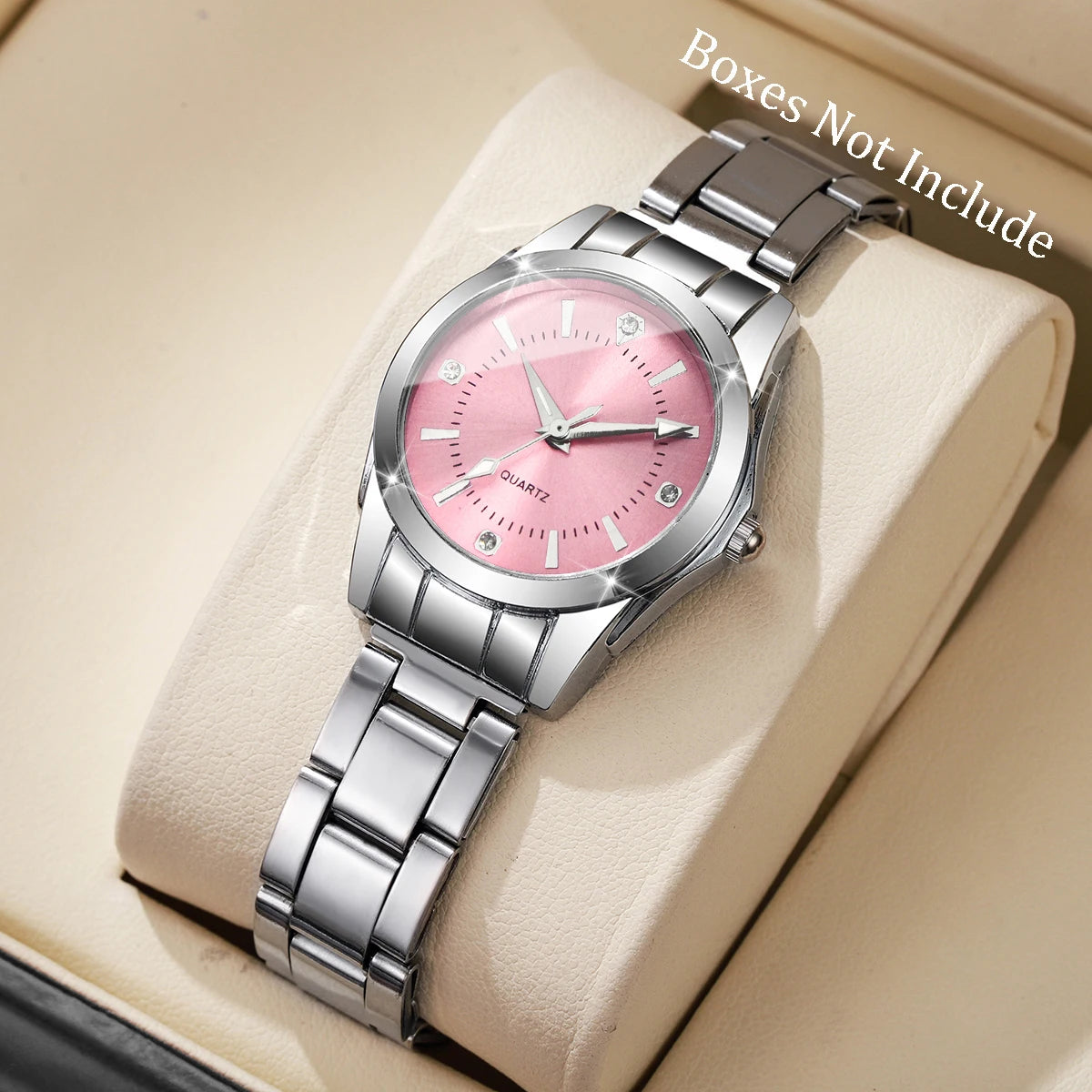 Rhinestone Women's Quartz Watch – Silver Steel Bracelet, No Box