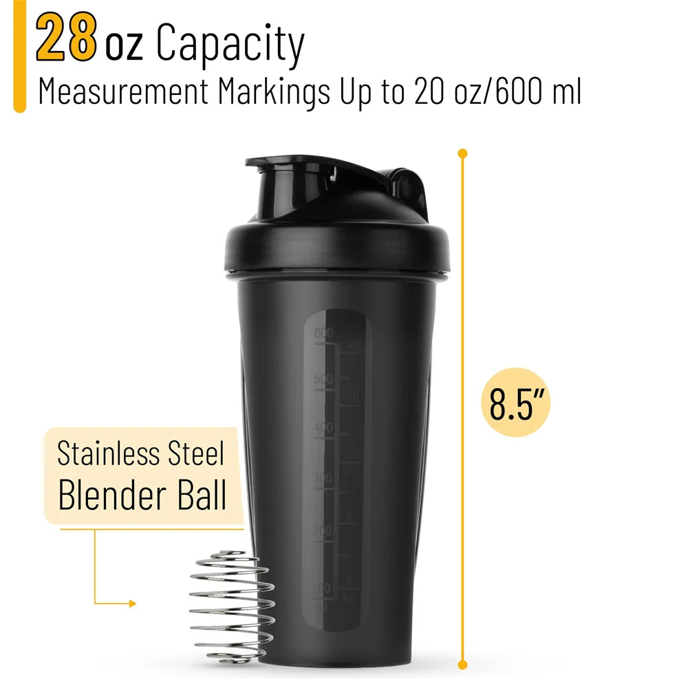 600ML Protein Shaker Bottle with Wire Whisk Ball