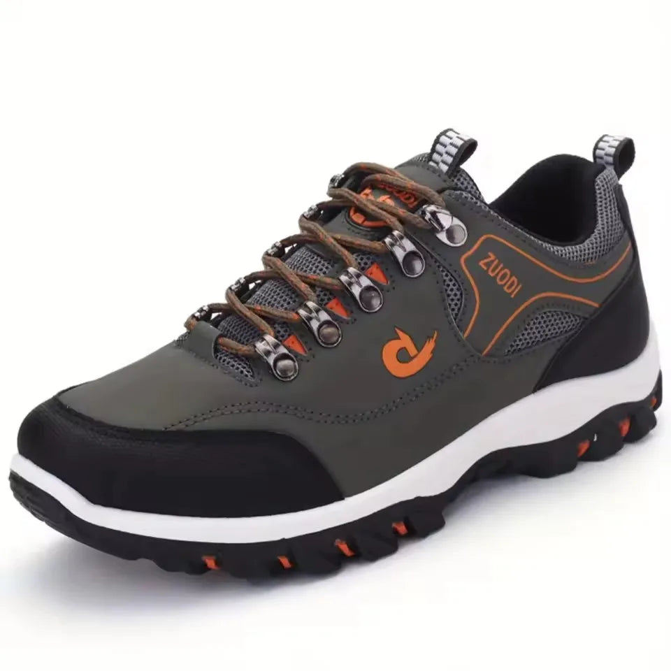 Men's Leather Casual Sneakers – Lightweight Lace-Up Walking Shoes