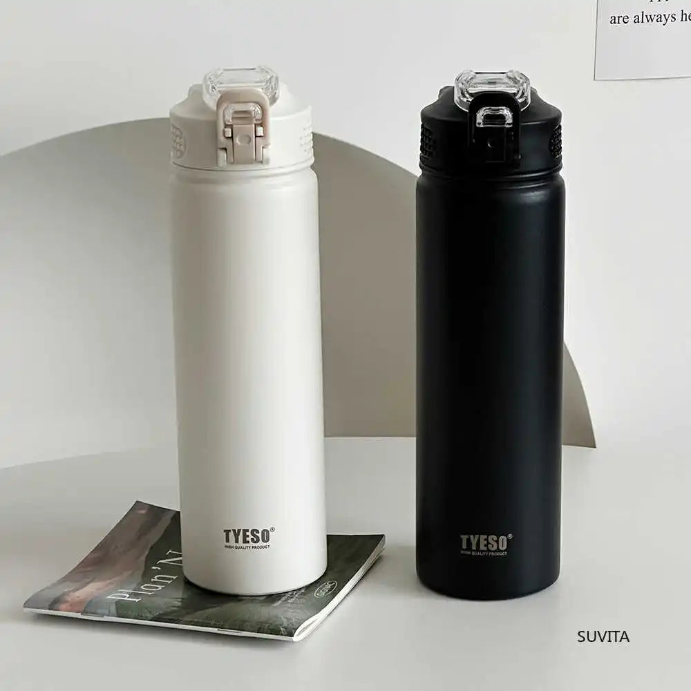 Tyeso Insulated Thermos Water Bottle with Straw – Stainless Steel