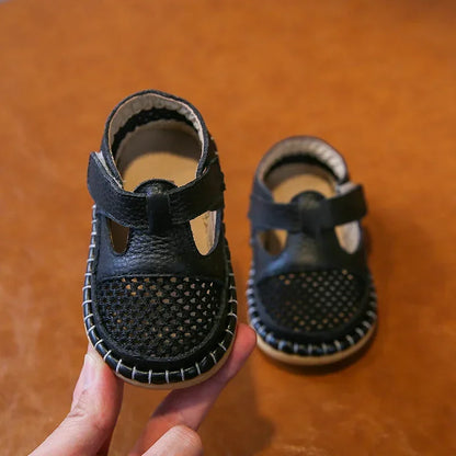 Genuine Leather Baby Sandals Soft Sole Anti-Collision Toddler Shoes