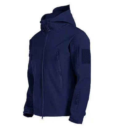 Men's Fleece-Lined Softshell Jacket – Windproof Outdoor Hooded Coat