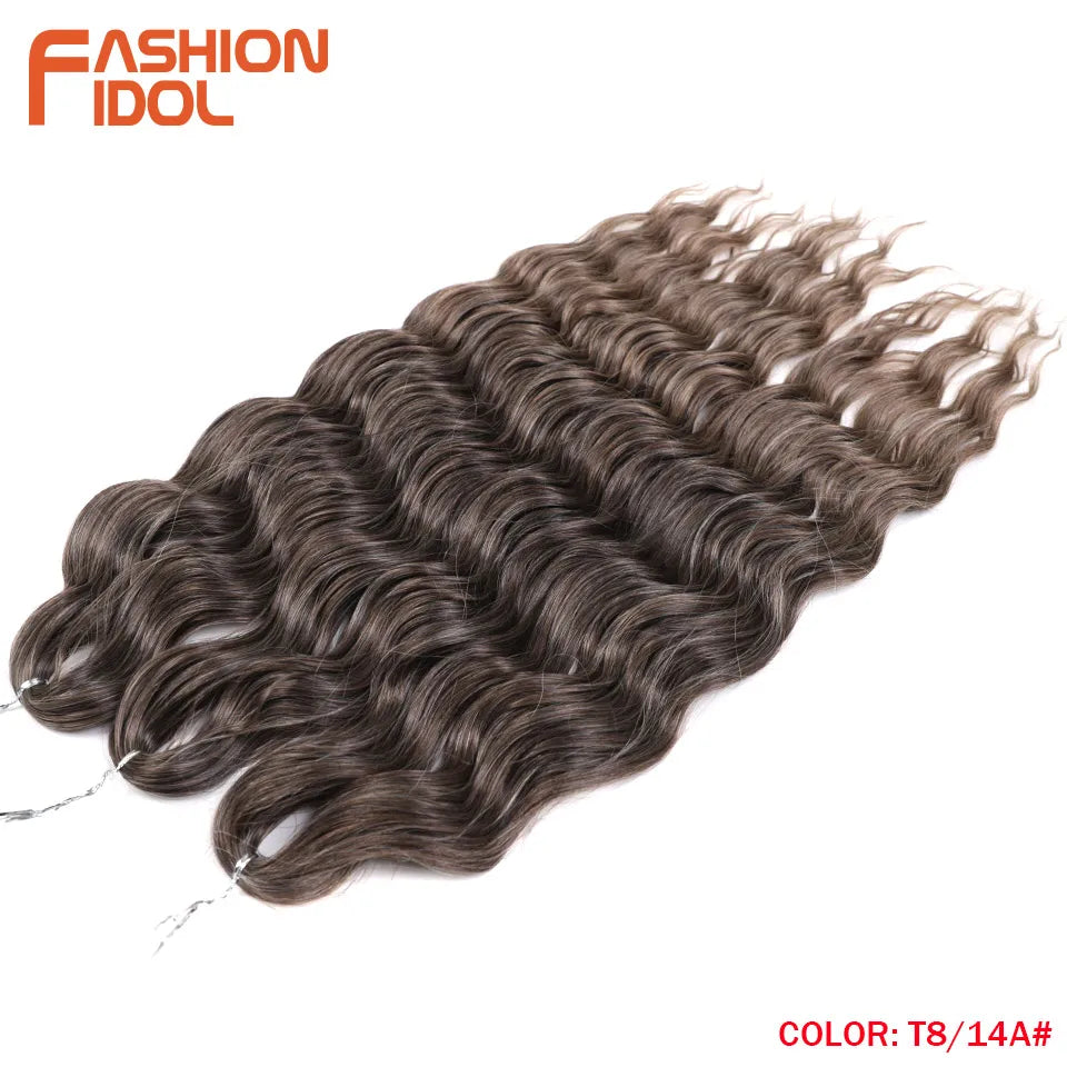 Deep Wave Braiding Hair Extensions 24 Inch – Synthetic Water Wave Crochet Hair
