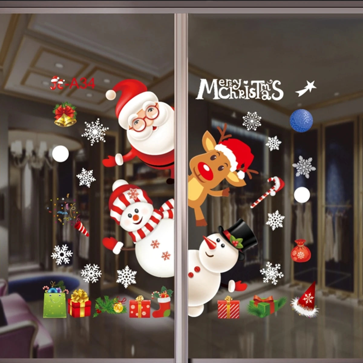 Christmas Window Wall Stickers – Festive PVC Decals