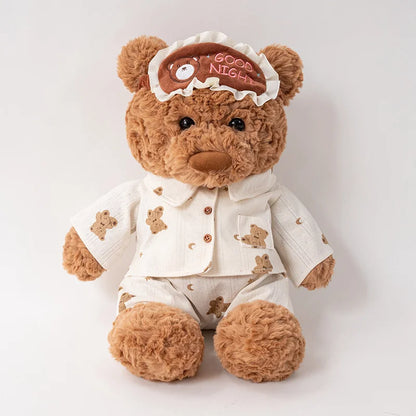 Pajama Teddy Bear Plush Toy with Sleep Mask – Cute Stuffed Animal Gift