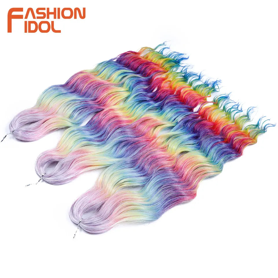 Deep Wave Braiding Hair Extensions 24 Inch – Synthetic Water Wave Crochet Hair