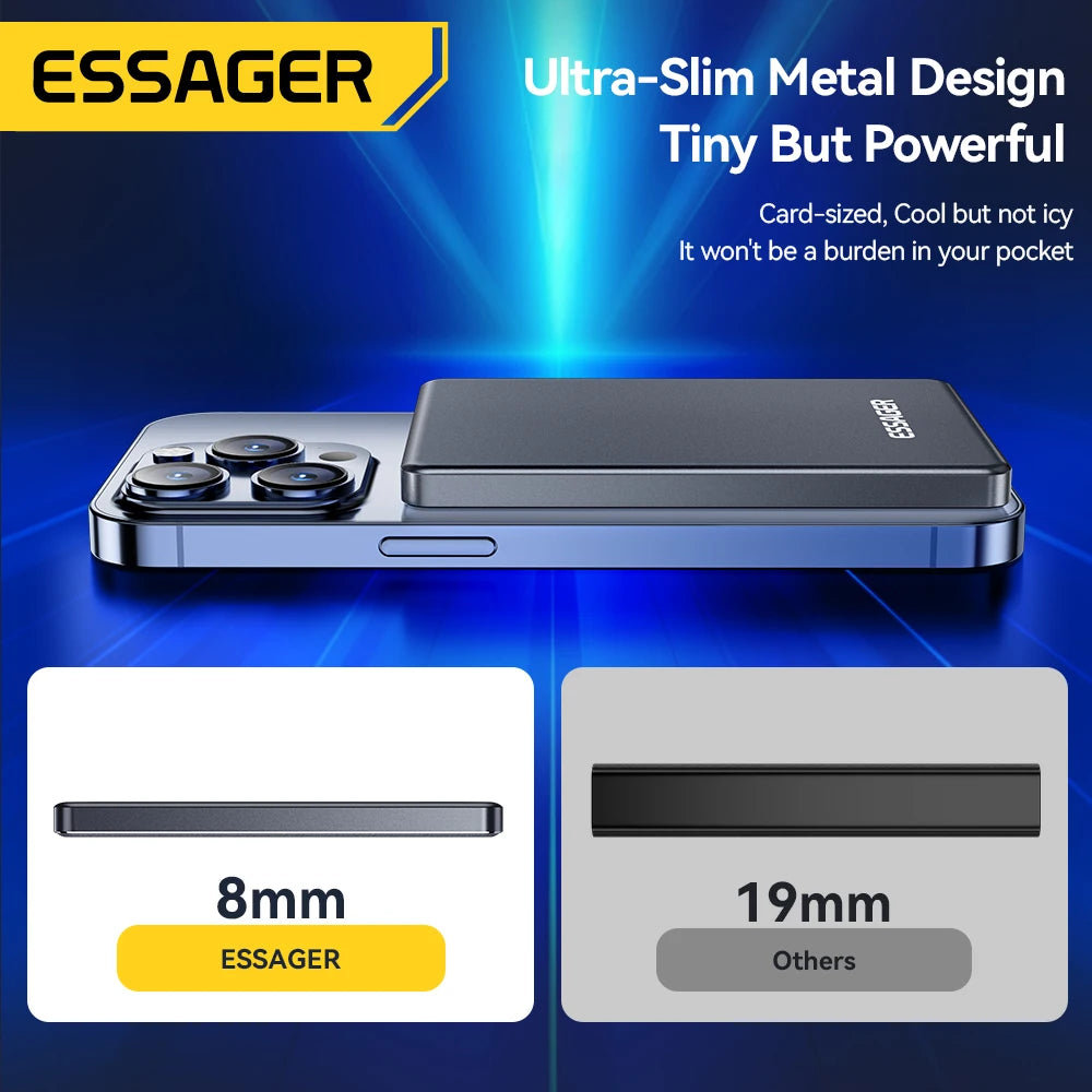 Essager Magnetic Wireless Power Bank 5000mAh 20W Slim MagSafe Portable Charger