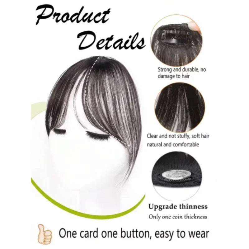 Clip-In Bangs Hair Extension – Natural Seamless Middle Part Fringe