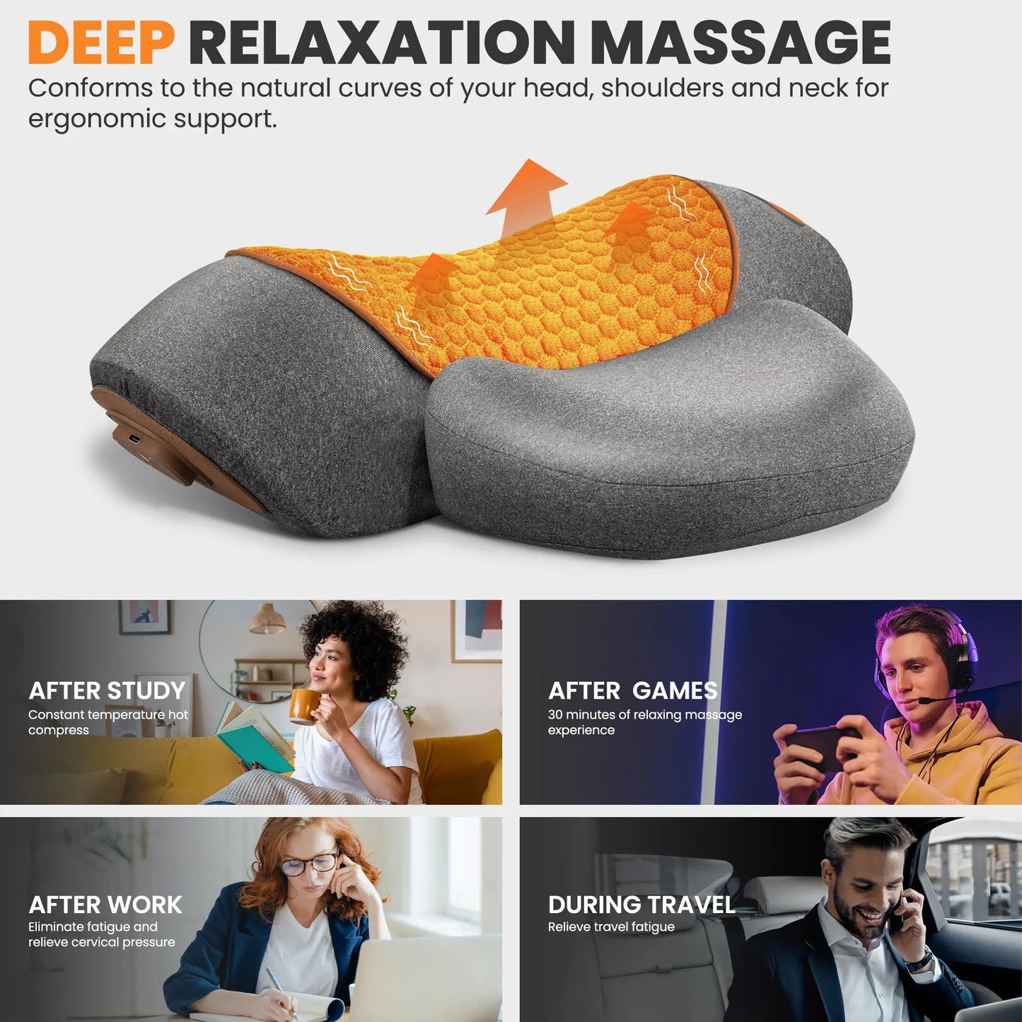 Electric Neck Massager Pillow with Heat & Vibration