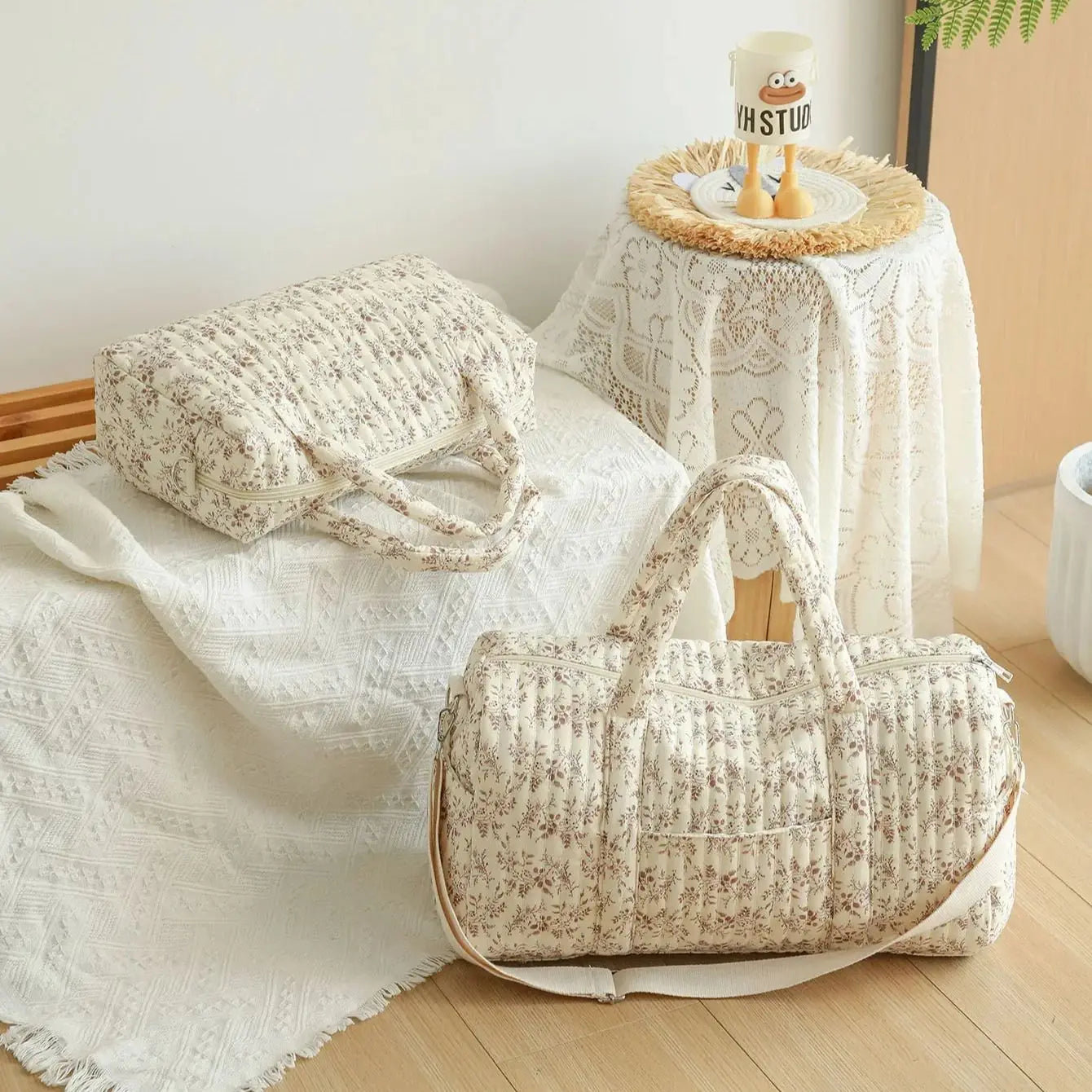 Large Diaper Bag Floral Quilted Mommy Travel Tote