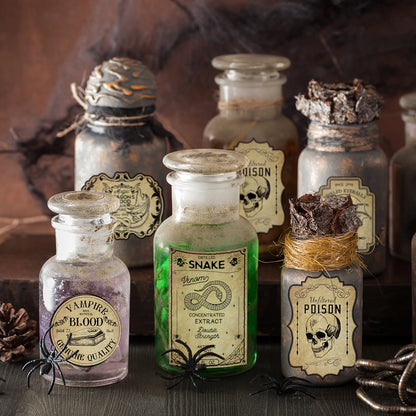 Halloween Wine Bottle Labels – Vintage Gothic Potion Stickers
