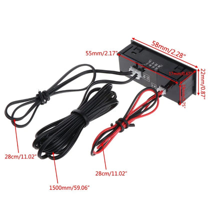 3-in-1 Car Digital Gauge – Clock, Temperature & Voltmeter