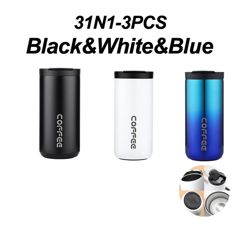 Stainless Steel Vacuum Thermos Coffee Mug 400ml – Leakproof Travel Cup