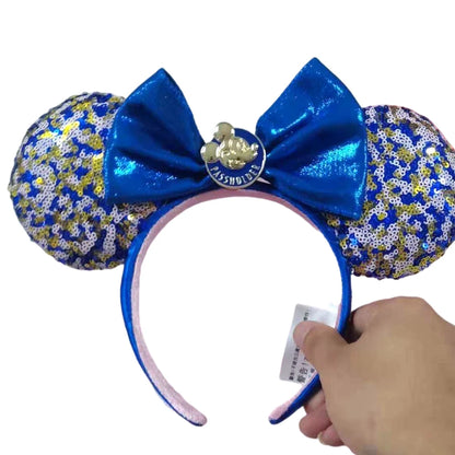 Mickey Mouse Ears Sequin Headband with Bow