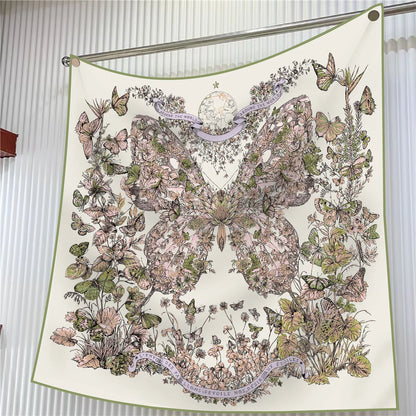 Luxury Silk Square Scarf Women Floral Paisley Print 90cm