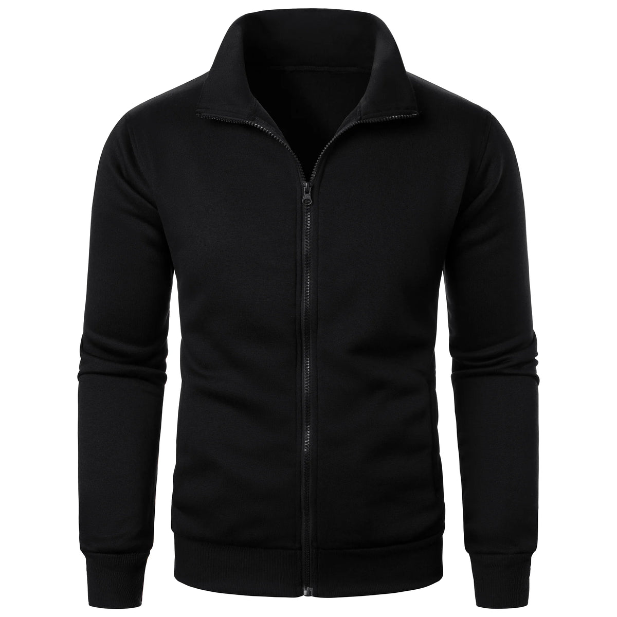 Men's Zip-Up Stand Collar Jacket – Casual Sports Solid Color Coat