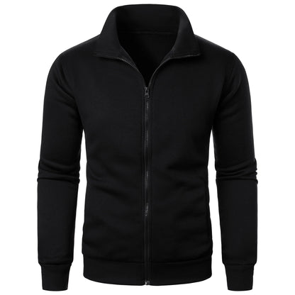 Men's Zip-Up Stand Collar Jacket – Casual Sports Solid Color Coat