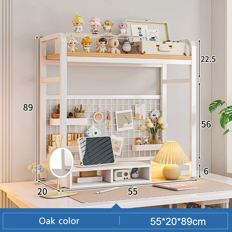 Multi-Layer Desktop Bookshelf with Wrought Iron Frame