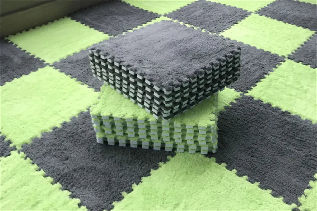 Soft Plush Interlocking Foam Puzzle Floor Mat Tiles