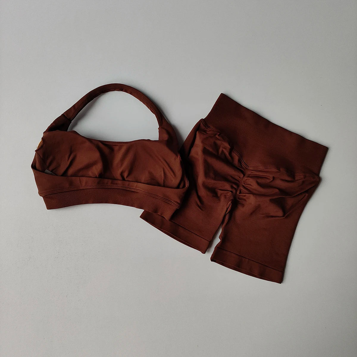 Women's Seamless Yoga Set – Halter Sports Bra & Matching Shorts