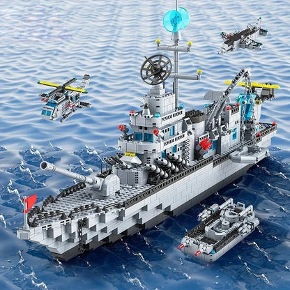 Large Navy Warship Building Blocks Set – 6-in-1 Army Ship Model Toy