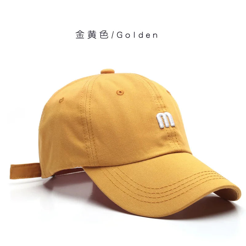 Cotton Baseball Cap with Letter M Embroidery – Unisex Snapback