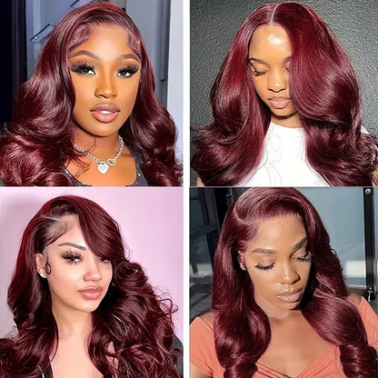 99J Burgundy Body Wave Human Hair Bundles 3 & 4 Pcs Raw Unprocessed