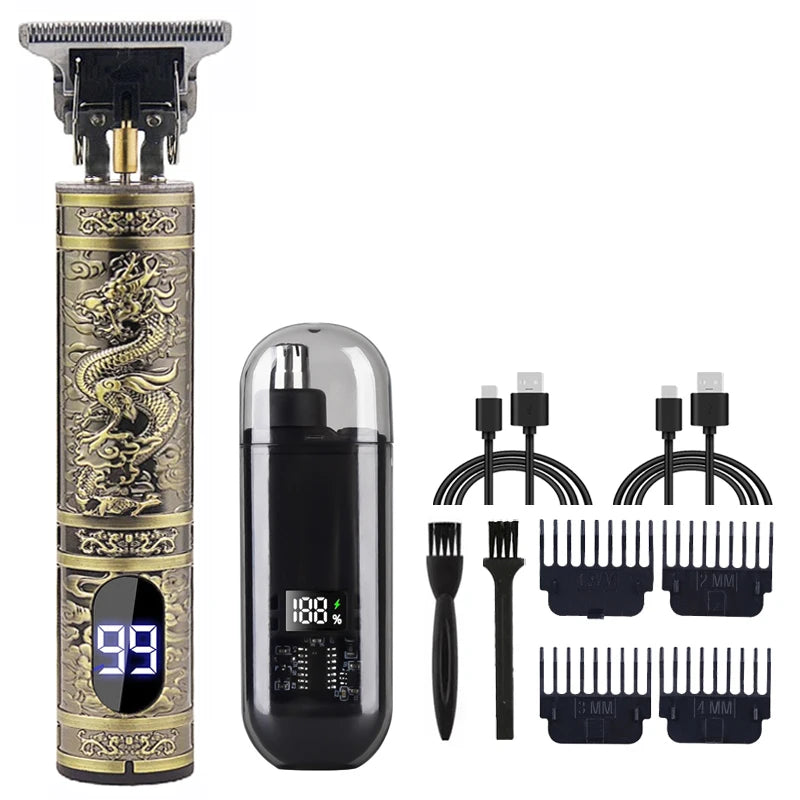 Hair Clipper & Beard Trimmer Kit Rechargeable T9 Vintage