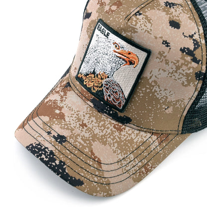 Camouflage Trucker Cap with Eagle Patch – Unisex Snapback